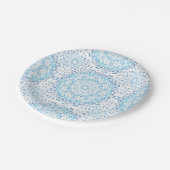 Assiette en papier mandala bleu (Angle)