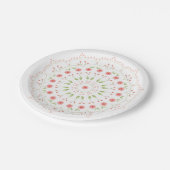 Assiette en papier mandala floral pêche (Angle)