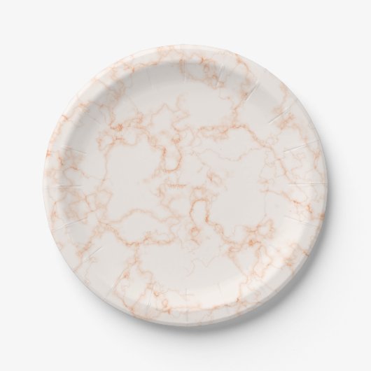 Assiette en papier marbre pêche blanc (Devant)
