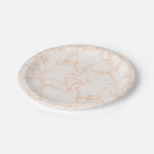 Assiette en papier marbre pêche blanc (Angle)