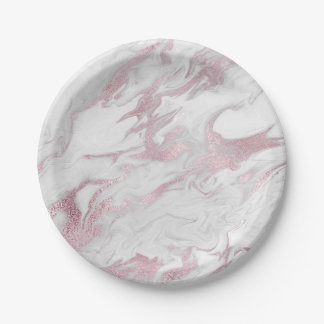 Assiette en papier marbré rose