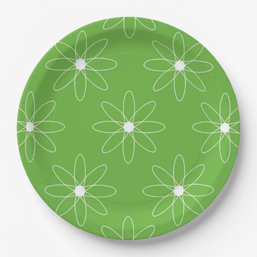 Assiette en papier Marguerite verte (Devant)