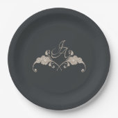 Assiette en papier mariage baroque de luxe (Devant)