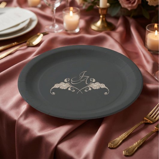 Assiette en papier mariage baroque de luxe