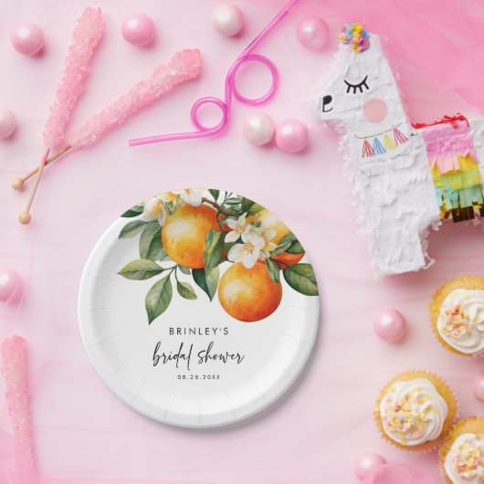 Assiette en papier mariage Citron Orange Clémentin (Fête)