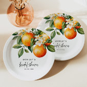 Assiette en papier mariage Citron Orange Clémentin