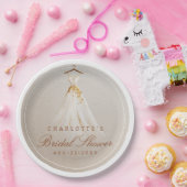 Assiette en papier Mariage élégant Shower de robe  (Fête)