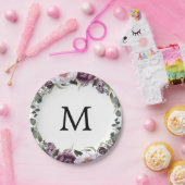 Assiette en papier Mariage Monogramme Pivoines Pru (Fête)