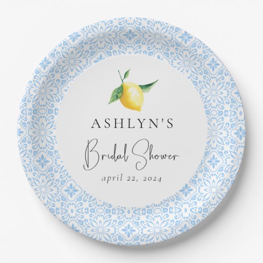 Assiette en Papier Mariage Thème Carrelage Méditer (Devant)