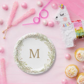 Assiette en papier Monogramme de douche de mariage (Fête)