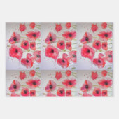 Assiette en papier motif fleur de pavot rouge (Devant 3)