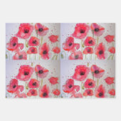 Assiette en papier motif fleur de pavot rouge (Devant)