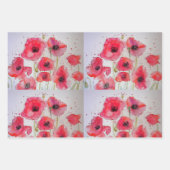 Assiette en papier motif fleur de pavot rouge pour (Devant 2)