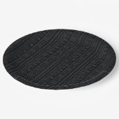 Assiette en papier Mudcloth designer noir et gris (Angle)