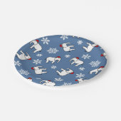 Assiette en papier Noël éléphant blanc (bleu) (Angle)