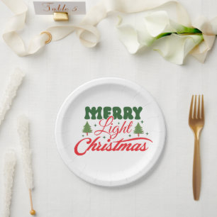 Assiette en papier Noël lumière joyeuse
