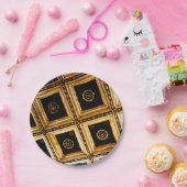 Assiette en papier noir et or (Fête)