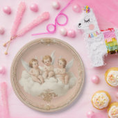 Assiette en papier nuage à chérubin rococo rose ro (Fête)