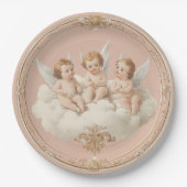 Assiette en papier nuage à chérubin rococo rose ro (Devant)