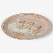 Assiette en papier nuage de chérubin rococo rose r (Angle)