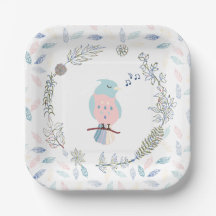 ASSIETTE EN PAPIER: OISEAU CHANTEUR