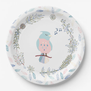 ASSIETTE EN PAPIER: OISEAU CHANTEUR