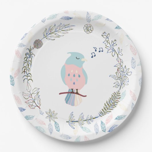 ASSIETTE EN PAPIER: OISEAU CHANTEUR (Devant)