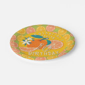 Assiette en papier Orange Fruité 10e anniversaire (Angle)
