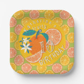 Assiette en papier Orange Fruité 10e anniversaire (Recto)
