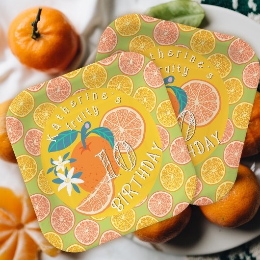 Assiette en papier Orange Fruité 10e anniversaire