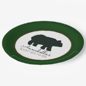 Assiette en papier Ours Rustique (Vert Forêt) (Angle)