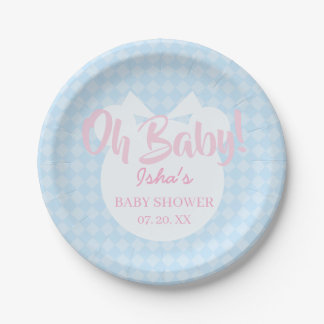 Assiette en papier Ourson Bleu Clair Baby Shower O
