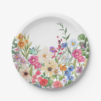 Assiette en papier Papillon Fleur Sauvage Printemp