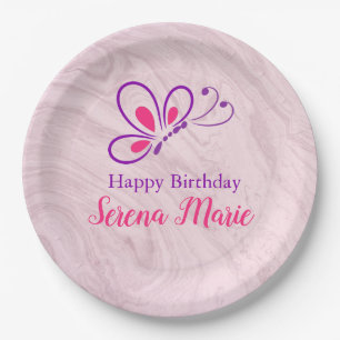 Assiette en papier papillon pour anniversaire de f