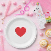 Assiette en Papier Personnalisée Cœur Rouge Élégan (Fête)