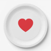 Assiette en Papier Personnalisée Cœur Rouge Élégan (Devant)