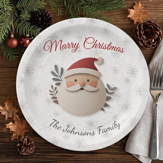 Assiette en papier personnalisée de Noël avec le P