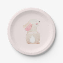 Assiette en papier personnalisée Lapin Rose pour l