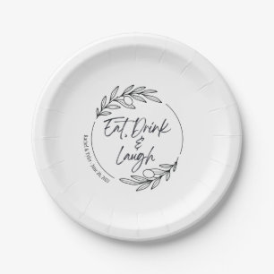 Assiette en papier personnalisée "Manger, boire et