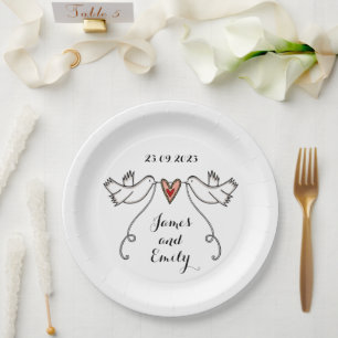Assiette en papier personnalisée Mariage Colombes