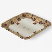 Assiette en papier pierre précieuse rouge fleurs d (Angulaire)