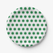 Assiette en papier - Points verts avec bords diffu (Devant)