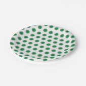Assiette en papier - Points verts avec bords diffu (Angle)