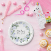 Assiette en papier pour Baby Shower Blue Rose Euca (Fête)