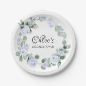 Assiette en papier pour Baby Shower Blue Rose Euca (Devant)