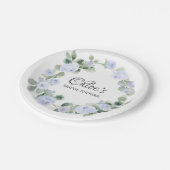 Assiette en papier pour Baby Shower Blue Rose Euca (Angle)