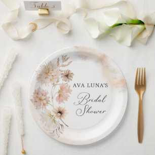 Assiette en papier pour Baby Shower Bohème Floral