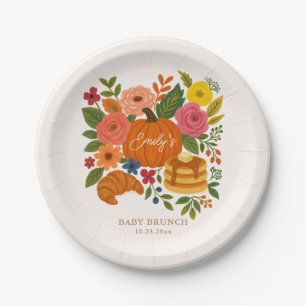 Assiette en papier pour Baby Shower Citrouille, Fl