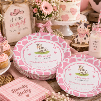 Assiette en papier pour Baby Shower Cowgirl Rose p