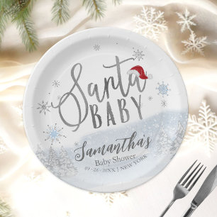 Assiette en papier pour Baby Shower de Noël Santa